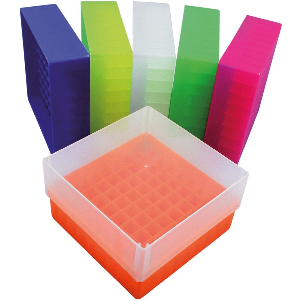 Cryoboîtes 130&nbspx 130&nbspx 75&nbspmm en polypropylène, 81&nbsptubes