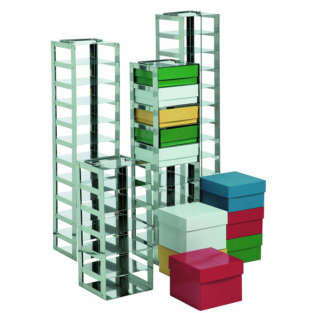 Racks rangement vertical clip de maintien intégré pour boîtes cryogéniques