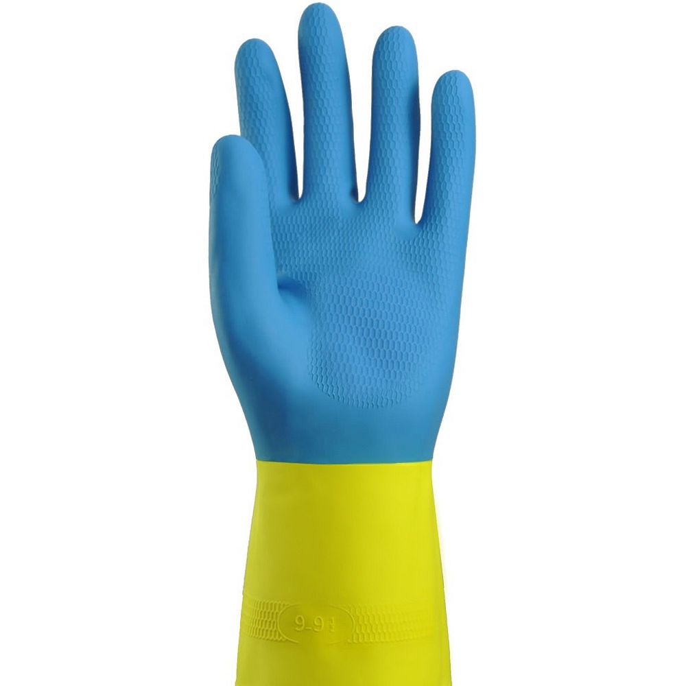 Gants de ménage latex bicolores bleu/jaune