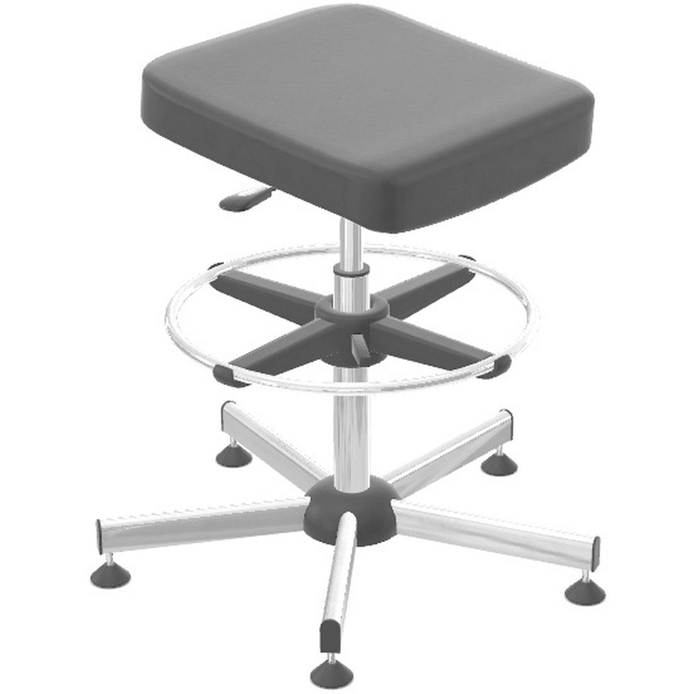 Tabourets semi-assis en polyuréthane avec pied chromé, sur patins