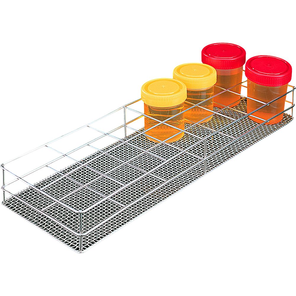 Portoirs inox forme basse pour flacons et godets
