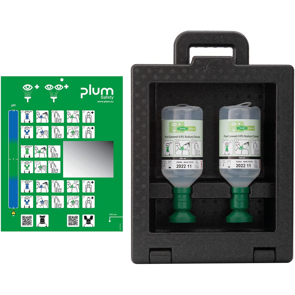 Stations lave-œil portables avec flacons de solution de chlorure de sodium