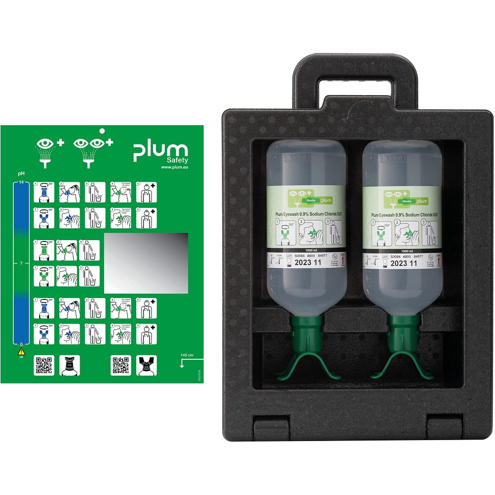 Stations lave-œil portables avec flacons de solution de chlorure de sodium