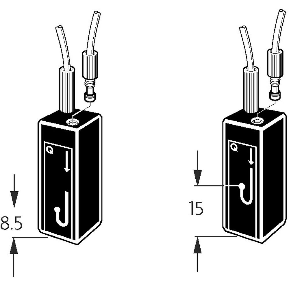 Cuves spectro sub-micro à circulation continue fenêtre ronde, raccords à vis M6 